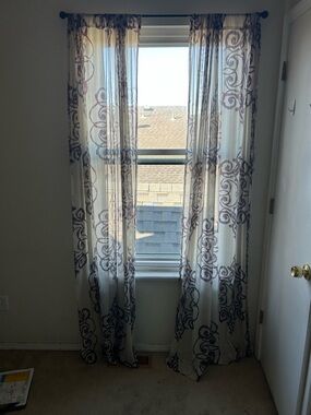 Sheer Decorative Curtain Panels in Ivory and Purple - Set of 2